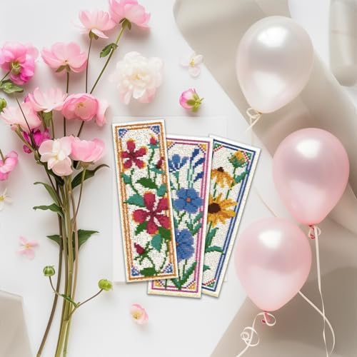 ORIGACH 6 Set Wildflower Floral Cross Stitch Bookmark Kit for Beginner - Image 5