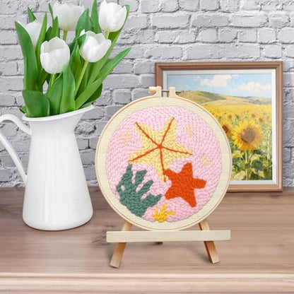 ERKOON Punch Needle Kit Adults Beginners, DIY Easy Sea Animals Embroidery Set for Starter Art Craft, Needling Punch Project with Patterns, Tools, Yarns, Hoop, Instruction (Starfish) - Image 6