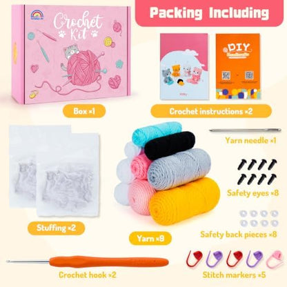 Fortuning's JDS Crochet Kit for Beginners, Cat Crochet Kit - Image 3