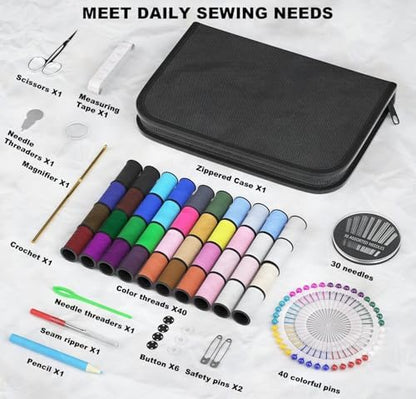 MIXCOOL Sewing Kit for Adults, Beginners, Needle and Thread Kit, Portable Sewing Supplies, Contains Thread, Scissor, Needles, Measuring Tape - Image 2