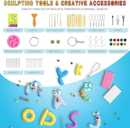 CyAJM Polymer Clay 50 Colors Oven Bake Modeling Clay Kit with Jewelry Tools - Image 2