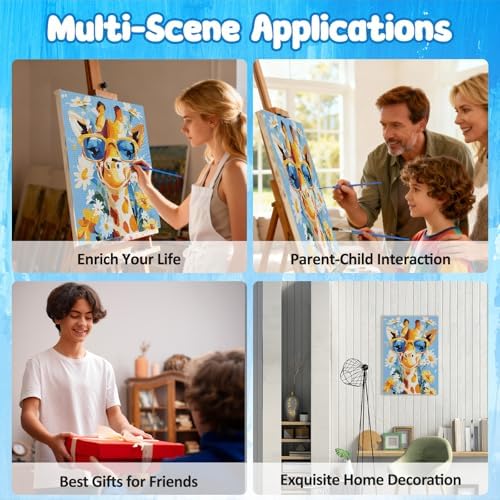 MAXBYE Framed Paint by Numbers Kits for Adults Beginners with Wooden Easel, Animal Giraffe Crafts Art Kit with Frame, DIY Canvas by Numbers for Gift Home Wall Decor 10×14 in - Image 7