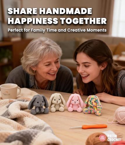 PAITIN Crochet Starter Kit – Easy DIY Craft Set for Adult Beginners, Handmade Yarn Art Project with Video Guidance (Pink Bunny) - Image 5