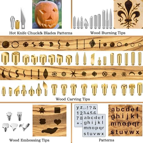 62Pcs Wood Burning Tips, Professional Wood Burning Pen Tips & Stencils Set - Image 2