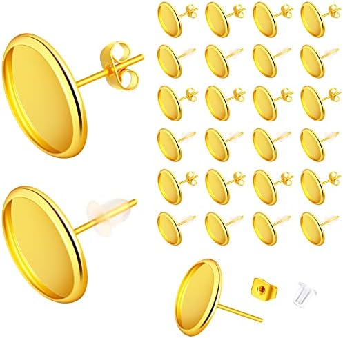 Hicarer 300 Pcs Earring Posts, Gold with Gold and Clear by Hicarer
