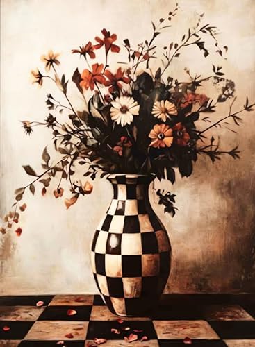 Vintage Floral Dark Paint by Numbers Kit for Adults Canvas, Frameworkless by FairylandJinWenn