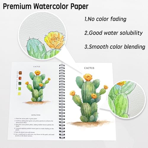 SLWBZ Watercolor Workbook Flower Plants, 15 Different Patterns of Original DIY Designs, Beginner-Friendly Watercolor Workbooks, (Plants, Without Palette) - Image 3