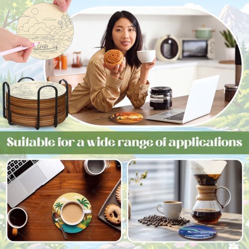 Reallnaive 77 Pcs Wooden Coasters Paint Kit, Scenery - Image 4