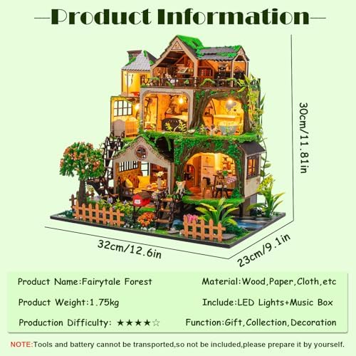 CUTEROOM Miniature House Kits for Adults, Mini Dollhouse Wooden Furniture Kit, DIY Craft Kits Creative Room Tiny House for Decoration-Fairytail Forest - Image 2