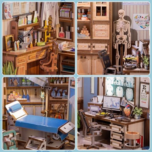 fifijoy Book Nook Kit - Doctors Office DIY Miniature House Dollhouse Kit for Adults and Teens, Booknook Mini Doctors Clinic Bookshelf Insert Decor 3D Wooden Puzzle, Gifts for Family - Image 3