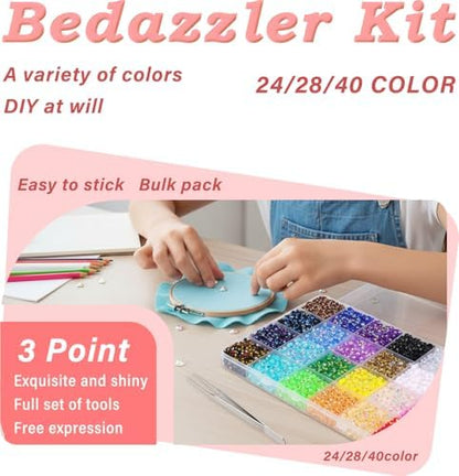 TICFICK Bedazzler Kit with Rhinestones, Colorful DIY Resin Jelly Rhinestones for Bedazzling, Multicolor Diamond Art Accessories, Bedazzler Kit with 3Pcs B7000 for Nail Art Crafts (32000) - Image 2