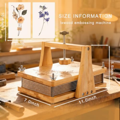 DecorYc 11"x7" Large Wooden Flower Press, DIY Pressed Flower Craft Kit - Image 2