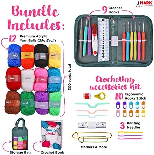 J MARK Acrylic Crochet Kit for Beginners – Premium Crochet Starter Kit for Adults Bundle - Image 2