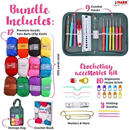 J MARK Acrylic Crochet Kit for Beginners – Premium Crochet Starter Kit for Adults Bundle - Image 2