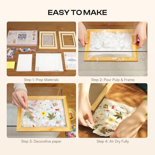Caydo Paper Making Kit, 2 Size A5 A6 Papermaking Mould and Deckle - Image 4