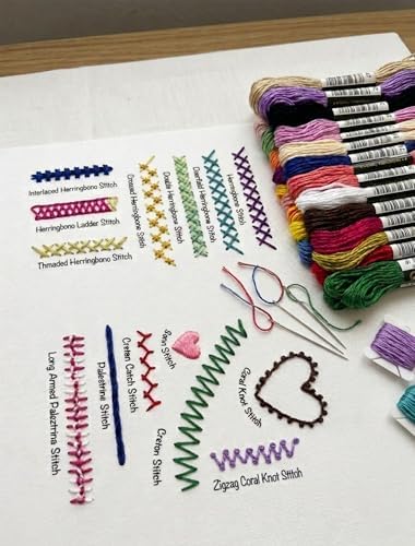 Henmanye Embroidery Stitch Book Kit：All-in-One DIY Craft Set for Beginners - Image 3