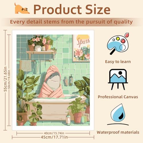 Reivworl Shark Paint by Numbers Kit for Adults Beginner 16×20 inch - Image 4
