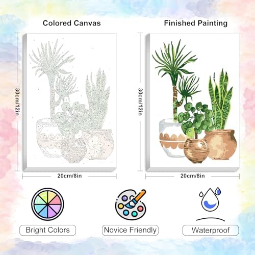 Yezavesu Framed Paint by Numbers Kit for Adults Beginner & Kids Ages 8-12, Easy Green Plant Paint by Numbers with Frame, DIY Number Painting for Adults Plants for Home Wall Decor Gift 8X 12 inch - Image 3