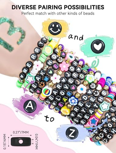 ARTDOT 1400 Pieces Letter Beads for Friendship Bracelets Making Kit, 28 Styles Assortment Jewelry Making Supplies Alphabet Beads Set with Cases Preppy Crafts Gifts, White Black Box Packed - Image 3