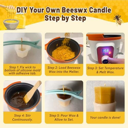 Beeswax Candle Making Kit, 2LB Organic Beeswax Pellets with Wax Melter - Image 6
