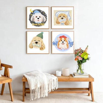 4 Pack Framed Paint by Numbers Kit for Adults Beginner with Wooden Easel, Funny Dog Easy Paint by Numbers with Frame, DIY Cute Animal Number Painting for Adults Canvas for Home Decor Gift 10x10 Inch - Image 2