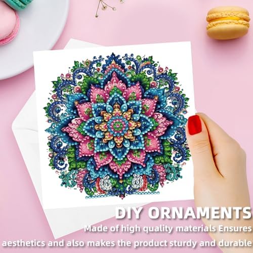 12 Packs Diamond Painting Greeting Card Kit Diamond Art Greeting Cards Special Shaped Diamond Painting Greeting Card Arts Crafts for Christmas Birthday Thanksgiving Day Holiday (Mandala) - Image 7