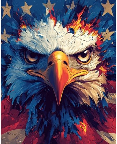RICUVED Eagle Paint by Numbers for Adults, Independence Day Paint by Numbers Kit for Adults Beginners, DIY Acrylic Oil Painting on Canvas Easy for Gift Home Wall Decor 16x20 Inch by RICUVED