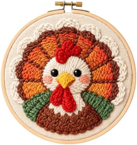 DIY Punch Needle Kits Thanksgiving Day Turkey 20x20cm-1 by Unknown