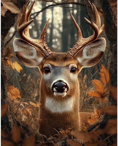 Natuyalo Paint by Numbers Kits for Adults Animals, Forest Elk Easy Adult Painting by Number on Canvas for Beginner Frameless, Male Deer DIY Acrylic Painting for Home Wall Decor Gift 16x20 inch by Natuyalo