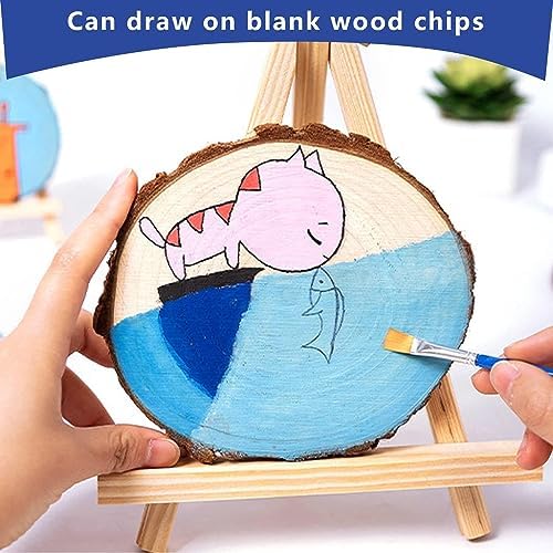 Unfinished Wood Slices for centerpieces 18 PCS 5.1-5.5 Inch,Round Wooden Discs with Tree Bark,Wood Cookies Circles for Crafts Christmas Ornaments,Wood Slice for Rustic Wedding Decoration - Image 3