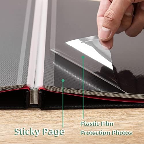 Photo Album Self Adhesive Scrapbook 3x5 4x6 5x7 6x8 Magnetic Album DIY Scrap Book 11x10.6 Inch 40 Black Sticky Pages Linen Cover DIY Photo Album(Black) - Image 5
