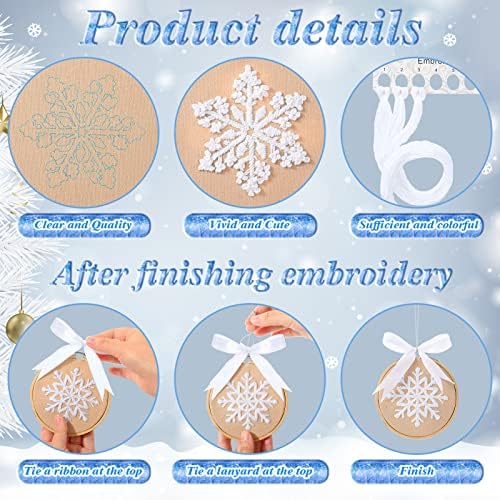 Roowest 6 Sets Christmas Embroidery Kits Snowflake Ornament DIY,Tan - Image 4