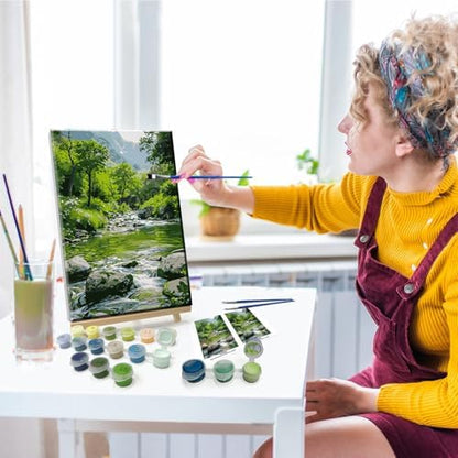 JOOZ Landscape Paint by Number Kit for Adults Beginner with Easel Mountain Adult Paint by Number Kits on Canvas with Frame Forest DIY Oil Painting Kits for Gift Home Wall Decor 7.87x11.81 Inch - Image 6