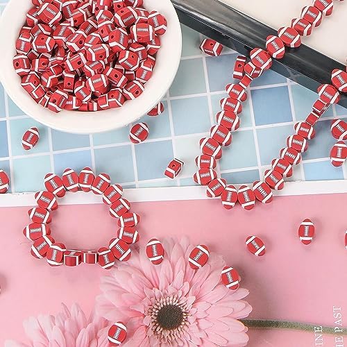 EVERMARKET 100pcs Football Beads Rubgy Polymer Clay Football Softball Beads Charms Rugby Ball Spacer DIY Sports Bead for Necklace Bracelet Handmade Jewelry Making Accessories Supplies - Image 5