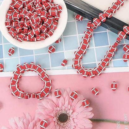EVERMARKET 100pcs Football Beads Rubgy Polymer Clay Football Softball Beads Charms Rugby Ball Spacer DIY Sports Bead for Necklace Bracelet Handmade Jewelry Making Accessories Supplies - Image 5