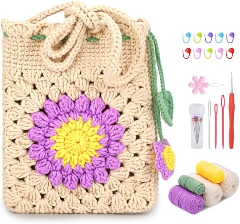 Pnytty Crochet Kit for Beginners, Phone Bag Crochet Starters Kit for Adults by Pnytty