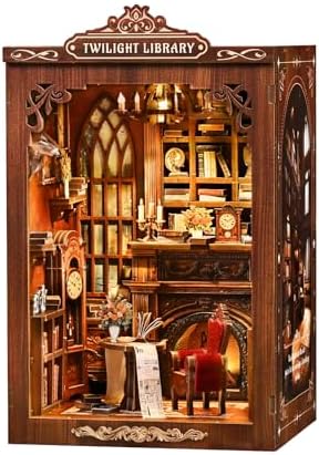 DIY Book Nook Kit with LED Light, Miniature Dollhouse, 3D Wooden Puzzle, Bookshelf Insert Decor Craft Gift (Twilight Library) by CloverClover