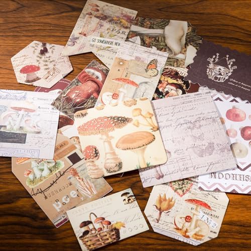 JOYCHOIC Vintage Journaling Kit, Mushroom Junk Journal Supplies, Brown Scrapbooking Materials, Large Aesthetic Scrapbook Collection for Women, Arts Craft, Adults Daily - Image 6