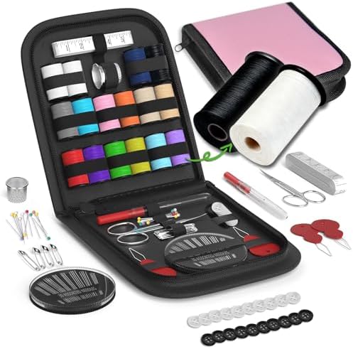Sewing Kit Gifts for Grandma, Mom, Friend, Traveler, Adults, Beginner, Emergency,Sewing Supplies Accessories with Scissors,Sewing Needles Thimble, Thread,Tape Measure etc (Lt Dusty Rose, S) by LE+PAON