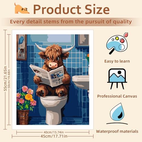 Reivworl Cow Paint by Numbers Kit for Adults Beginner 16×20 inch - Image 4