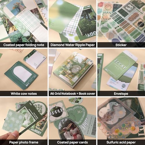 Scrapbook Photo Album Supplies Kit with Tweezers and Glue Tape, Aesthetic Vintage Junk Journal Large Scrapbooking Paper, Sticker Pack, Notebook Craft Supplies, DIY Gift for Adult Men Women (Island) - Image 5