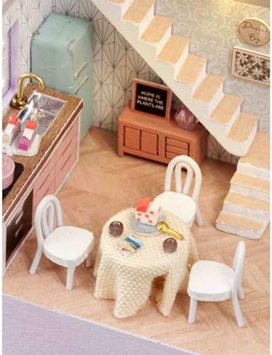MAGQOO DIY Miniature Dollhouse Kit with Furniture 1:100 Scale Creative Room Mini Wooden Doll House Accessories DIY Miniature House Kit(Happy Manor) - Image 5