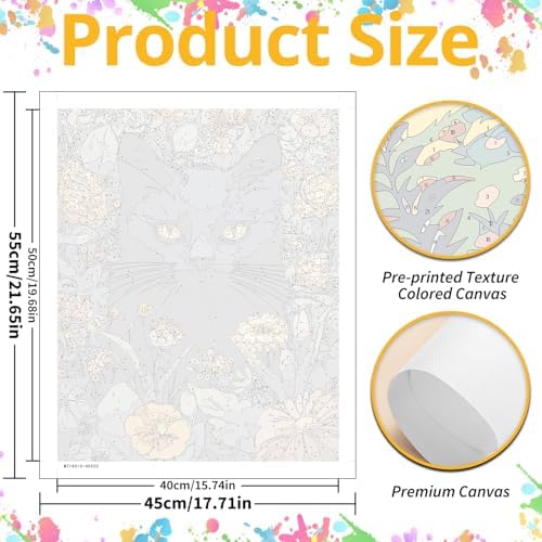 Cat Paint by Numbers Kit for Adults, 16x20 inch - Image 3