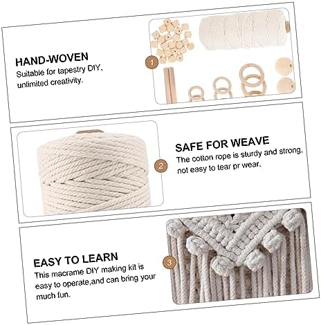 OHPHCALL Macrame Wall Hanging Kits DIY Macrame Tapestry Kit Cotton Thread Beads Rings Easy to Use for Adults - Image 5