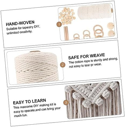 OHPHCALL Macrame Wall Hanging Kits DIY Macrame Tapestry Kit Cotton Thread Beads Rings Easy to Use for Adults - Image 5