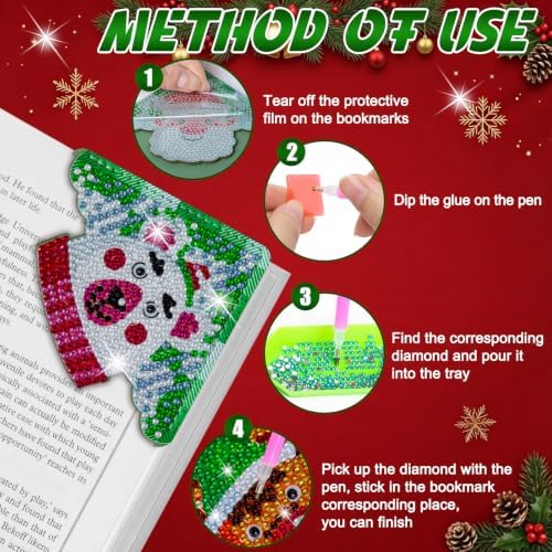 WIVICO 4Pcs Diamond Painting Bookmarks, Diamond Pearl Art Kits for Adults - Image 4
