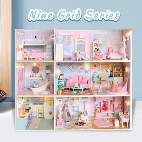 Kisoy Dollhouse Miniature with Furniture Kit, DIY 3D Wooden DIY House Kit A Corner of a Small Apartment Style with Dust Cover & LED,Handmade Tiny House Toys for Adults Gift（Cloak Room） - Image 6
