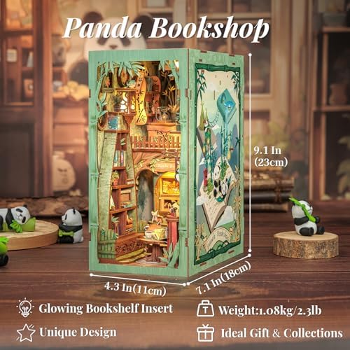 Fsolis Book Nook Kit, Miniature Booknook Panda Bookshop - Image 2