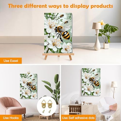 MOGTAA Paint by Numbers Kit for Adults with Frame, Bees Paint by Number Canvas, Flowers Landscape Paint by Numbers with Easel, DIY Animal Oil Painting Kit for Home Wall Decor 8 x 12 Inch - Image 3
