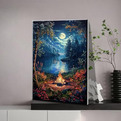 JOOZ Landscape Paint by Numbers Kit for Adults Beginner with Easel Moon Paint by Number on Canvas with Frame DIY Acrylic Painting for Ideal Gift Home Wall Decor 7.87x11.81 Inch - Image 3